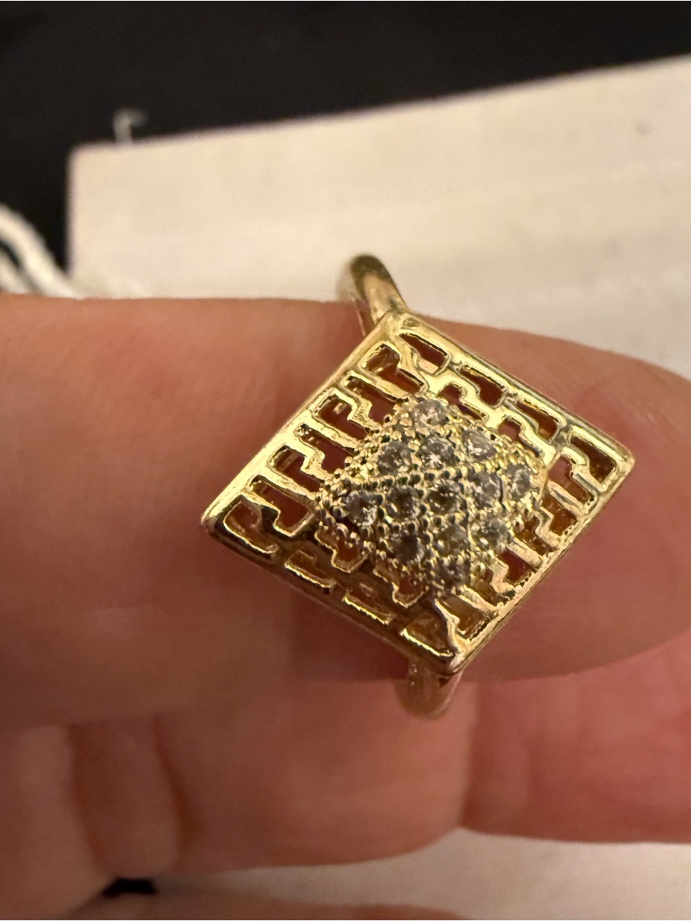 Gold-Tone Square Pavé Cluster Ring - Women Jewelry